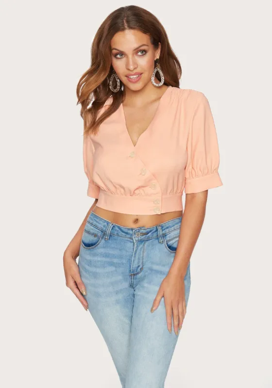 Puff Sleeve Button Top sold by Bebe