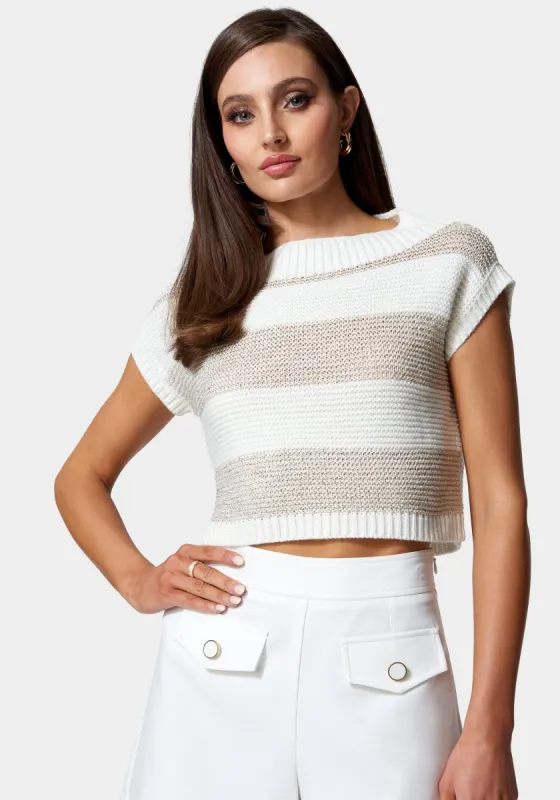 Drop Shoulder Sequin Detail Sweater Top sold by Bebe
