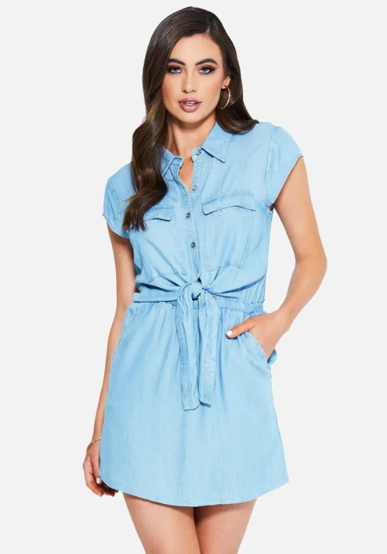 Tie Front Chambray Dress sold by Bebe