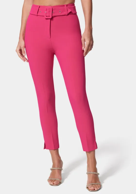 High Waist Slim Leg Belted Pant sold by Bebe