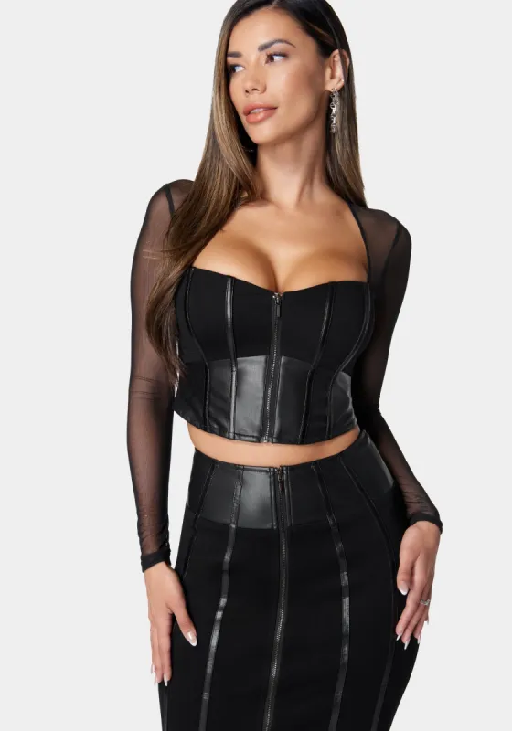 Vegan Leather Combo Pdr Bustier Top sold by Bebe