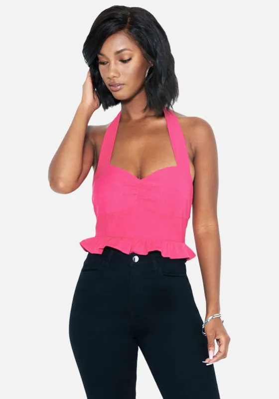 Halter Ruffle Detail Crop Top sold by Bebe