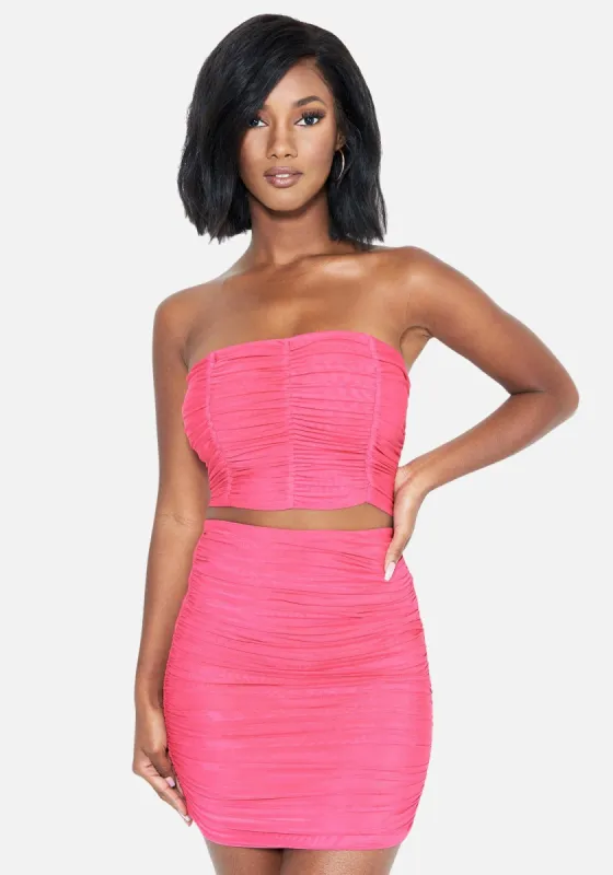 Eden Ruched Mesh Crop Top sold by Bebe