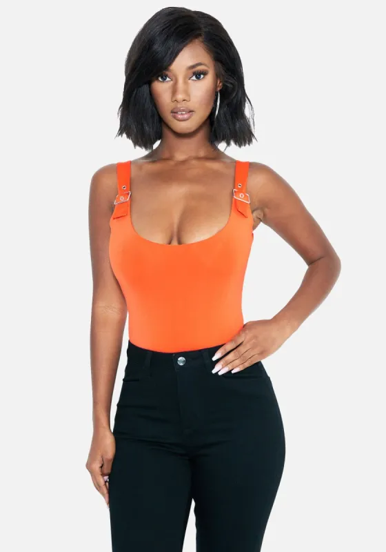 Buckle Shoulder Knit Bodysuit sold by Bebe