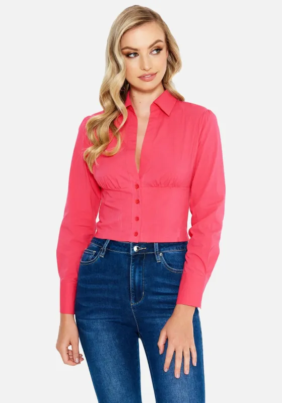 Poplin Long Sleeve Lace Back Top sold by Bebe