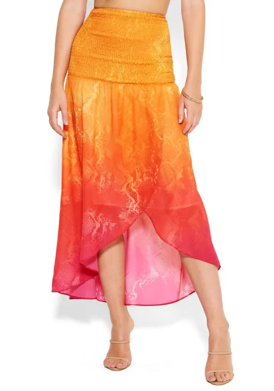 Printed High Low Maxi Skirt sold by Bebe