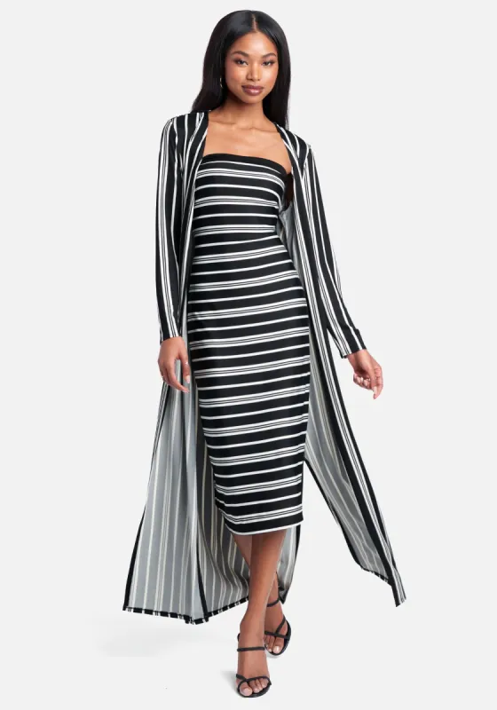 Striped 2-Piece Cardi And Midi Dress sold by Bebe