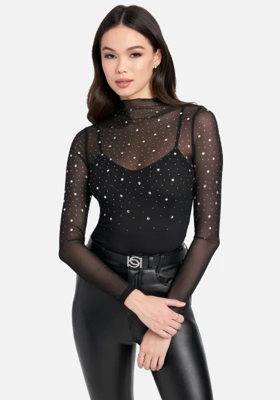 Rhinestone & Studs Mesh Top & Matching Cami sold by Bebe