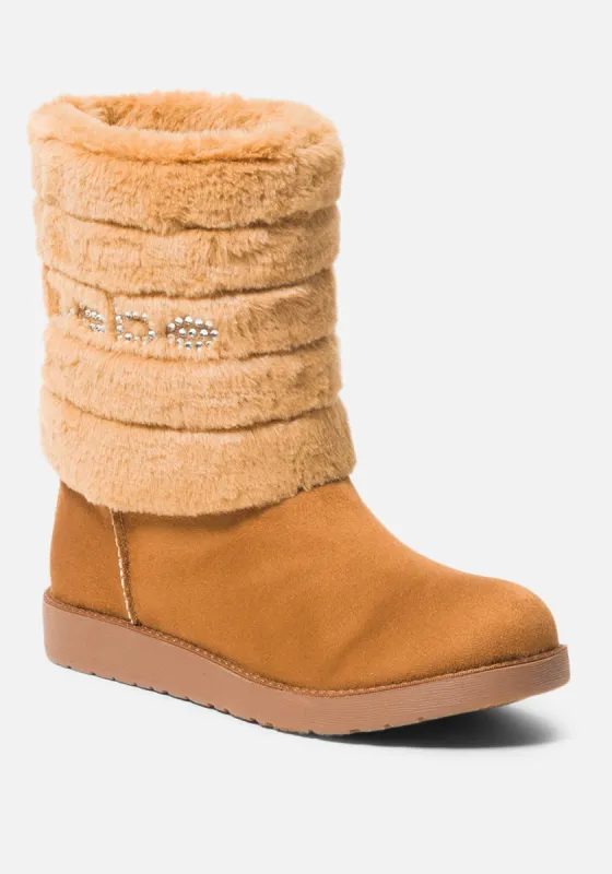 Laurely Faux Shearling Booties made by Bebe