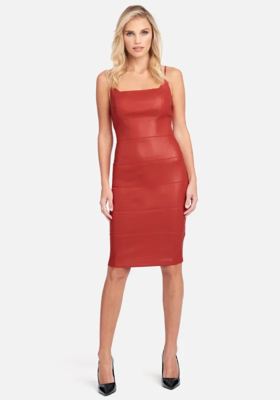 Vegan Leather Midi Dress sold by Bebe