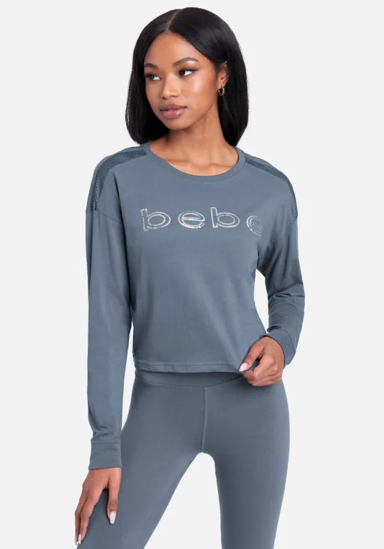 Bebe Logo Sequin Long Sleeve Top sold by Bebe