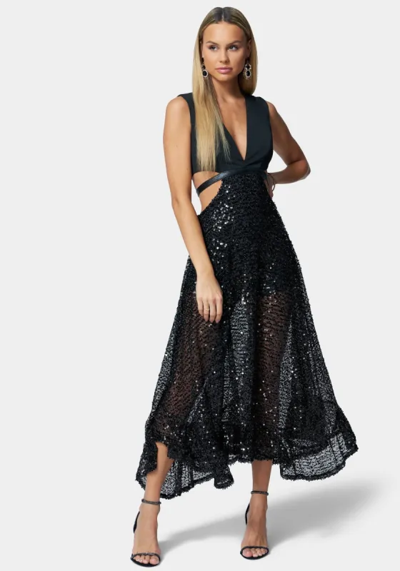 Sequin Mesh Gown sold by Bebe