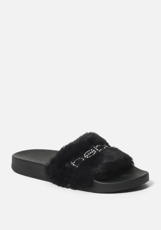 Furiosa Faux Fur Slides sold by Bebe
