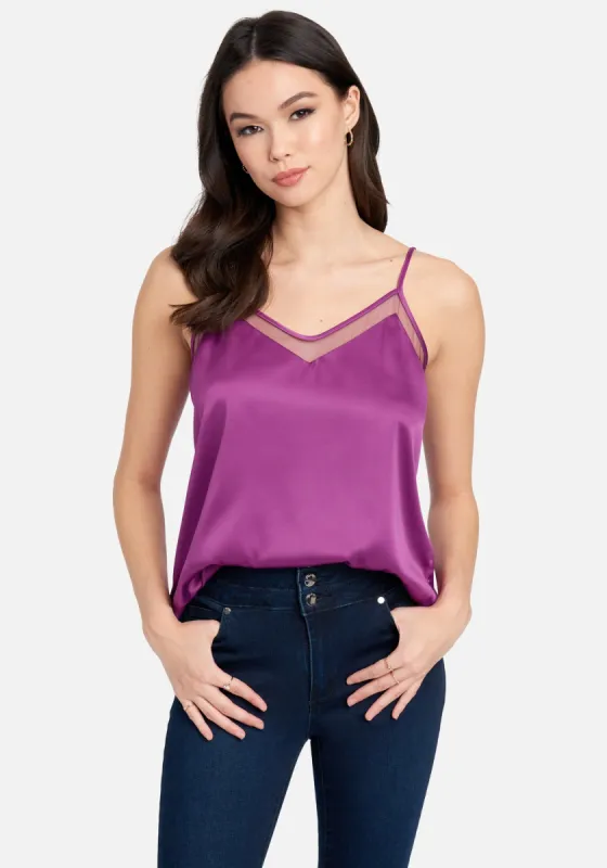 Mesh Detail Satin Cami sold by Bebe