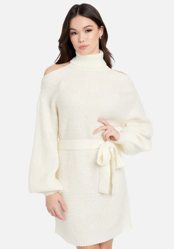 Cold Shoulder Halter Sweater Dress sold by Bebe