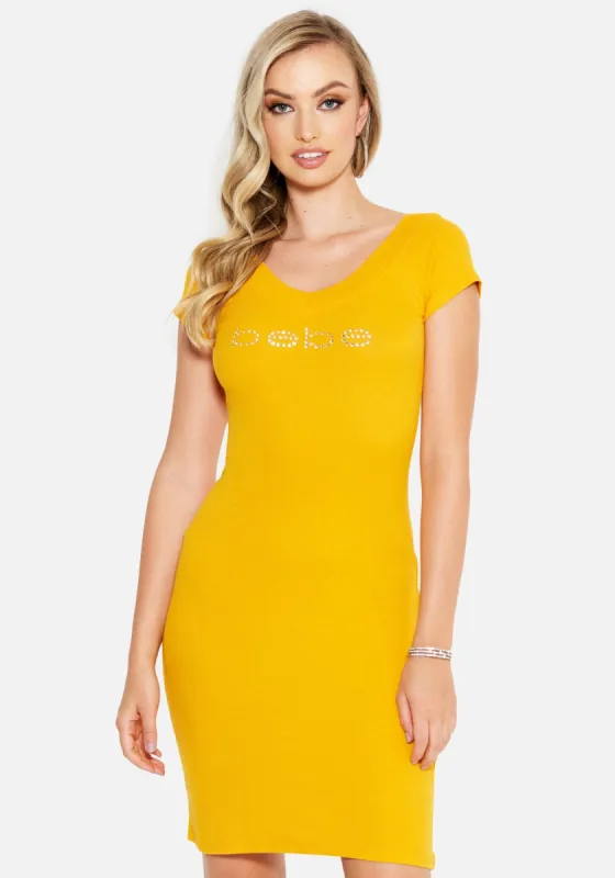 Crystal Logo Short Sleeve Double V-Neck Dress made by TC