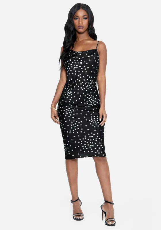 Satin Polka Dot Satin Slip Midi sold by Bebe