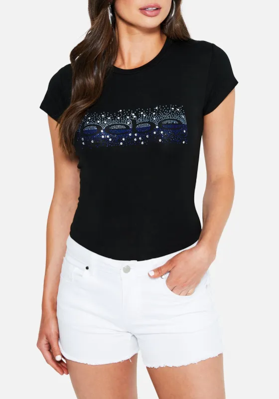 Bebe Logo Ombre Embellished Tee sold by Bebe