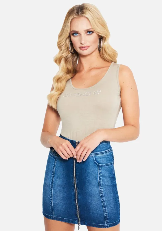 Crystal Logo Jersey Tank Top sold by Bebe