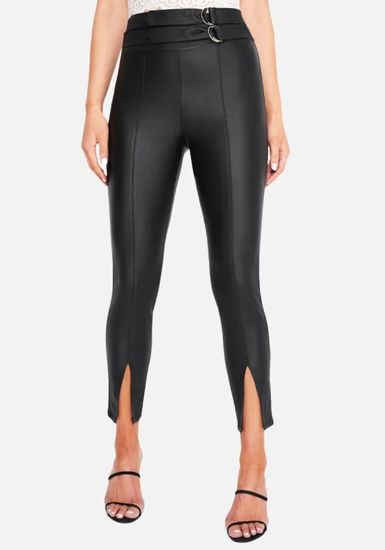 Coated Front Slit Belted Legging made by TC