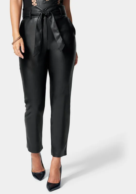 Belted Slim Leg Vegan Leather Pant sold by Bebe