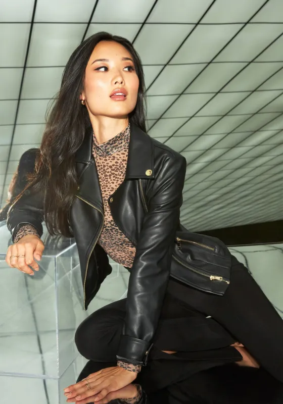 Vegan Leather Moto Jacket sold by Bebe