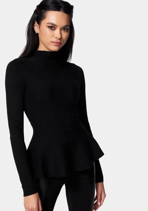 Mock Neck Peplum Sweater sold by Bebe