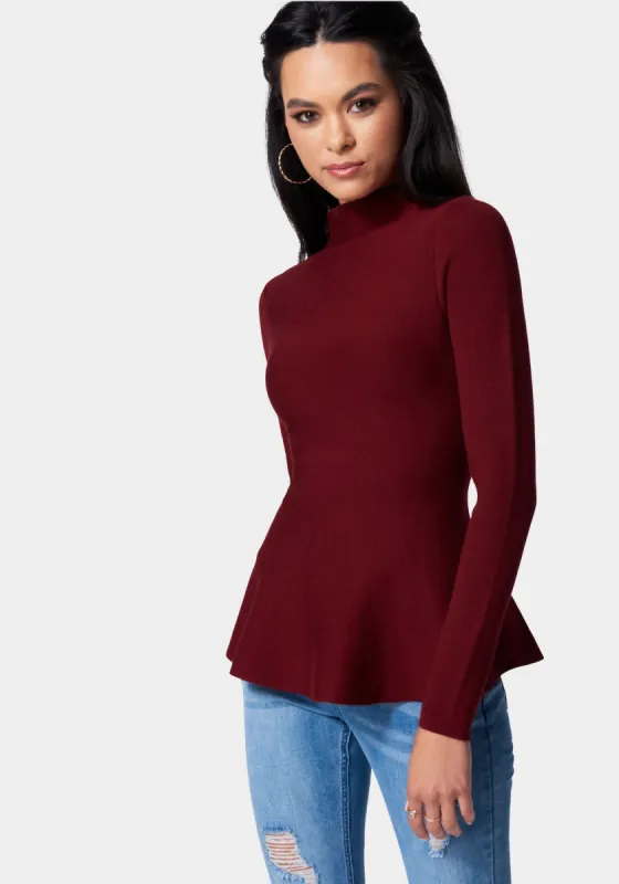 Mock Neck Peplum Sweater sold by Bebe
