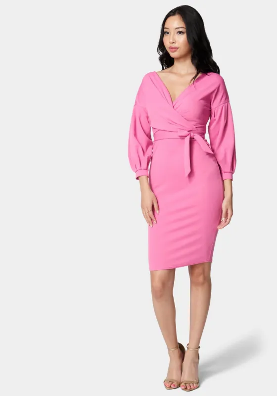 Off Shoulder Puff Sleeve Pencil Dress sold by Bebe