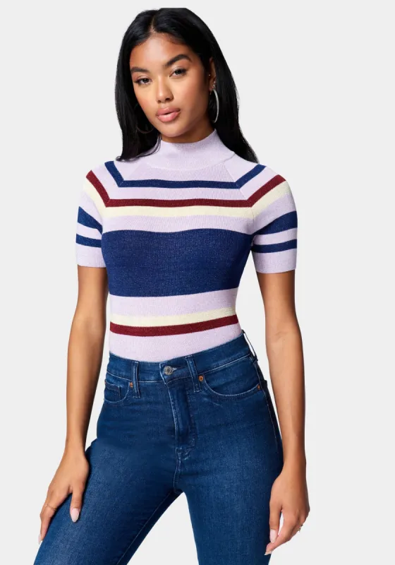 Mock Neck Lurex Sweater sold by Bebe