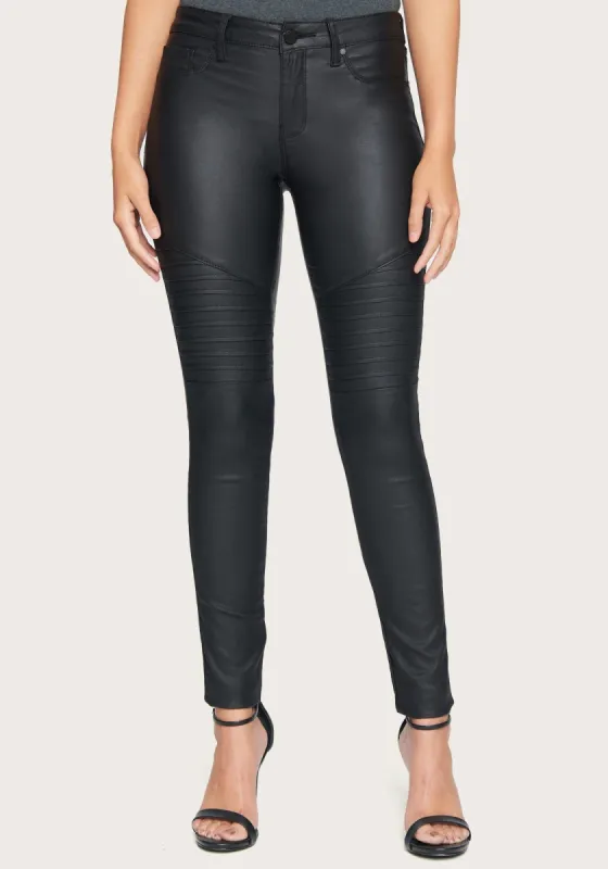 Coated Moto Skinny Jeans sold by Bebe