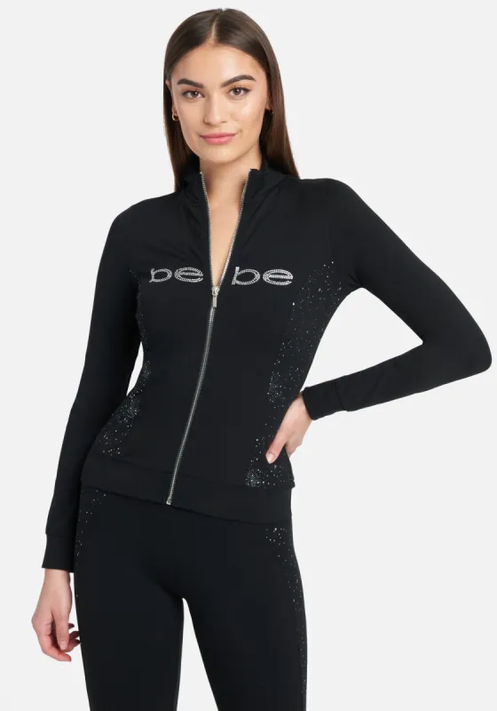 Bebe Logo Silver Speckle Print Zip Front Jacket sold by Bebe