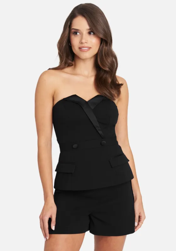 Tuxedo Style Knit Crepe Double Breast Top And Matching Shorts sold by Bebe