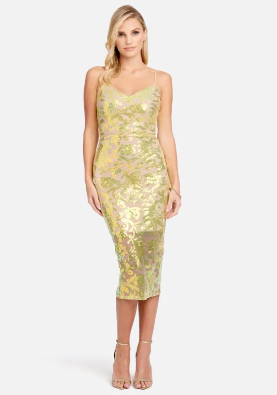 Sparkle Mesh Midi Dress sold by Bebe