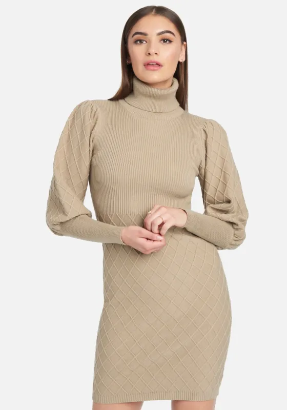 Puff Sleeve Quilted Sweater Dress sold by Bebe