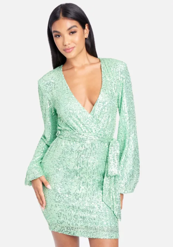 Sequin Tie Front Dress sold by Bebe