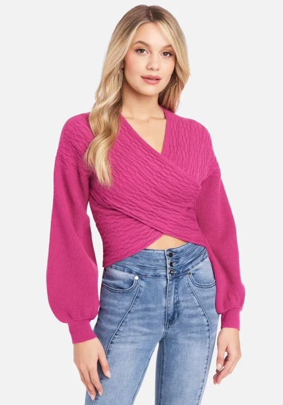 Cable Knit Cross Over Full Sleeve Sweater sold by Bebe