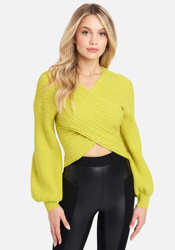 Cable Knit Cross Over Full Sleeve Sweater sold by Bebe