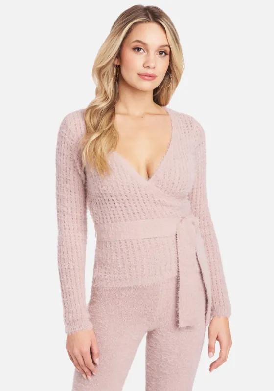 Soft Yarn Open Knit Surplice Sweater Top sold by Bebe