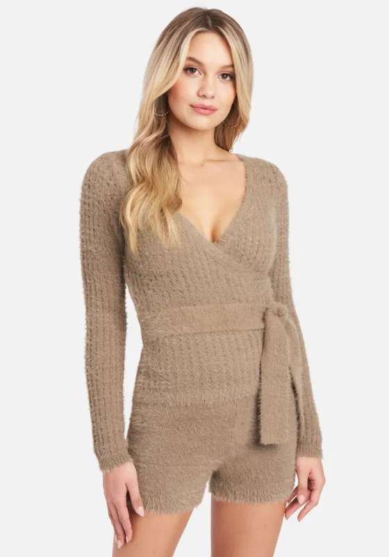 Soft Yarn Open Knit Surplice Sweater Top sold by Bebe