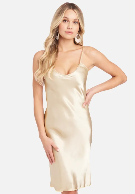 V-Neck Satin Slip Dress sold by Bebe