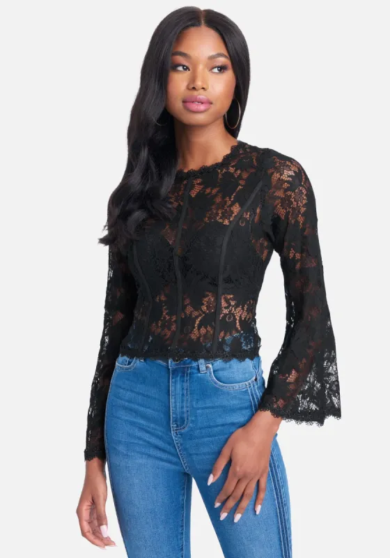 Flared Sleeve Lace Top sold by Bebe