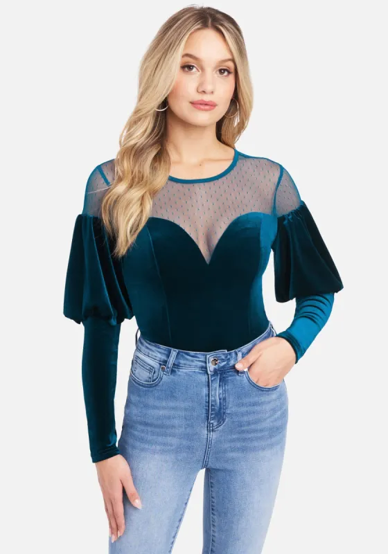 Deep Sweetheart Neck Velour Bodysuit sold by Bebe