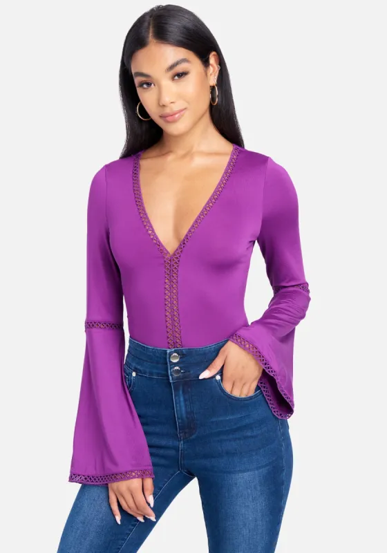 Bell Sleeve V Neck Bodysuit sold by Bebe
