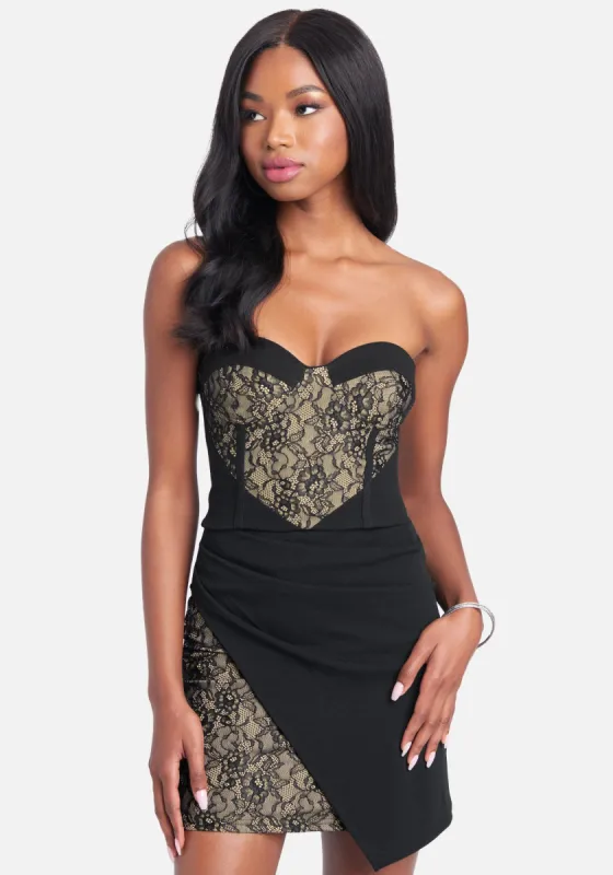 Lace & Knit Crepe Bustier sold by Bebe