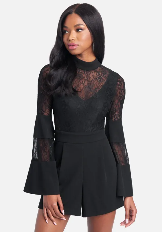 Bell Sleeve Lace Romper sold by Bebe