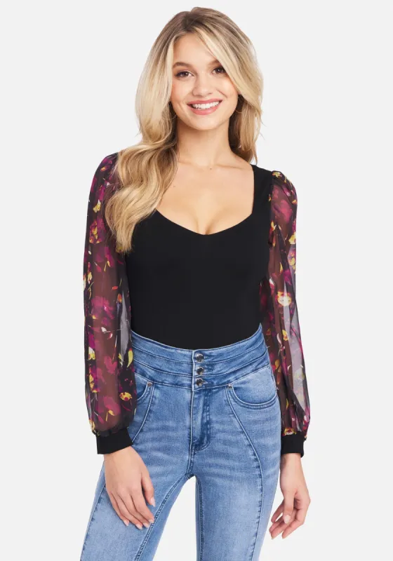 Chiffon Long Sleeves Sweetheart Neck Top sold by Bebe