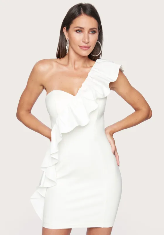 One Shoulder Ruffle Dress sold by Bebe