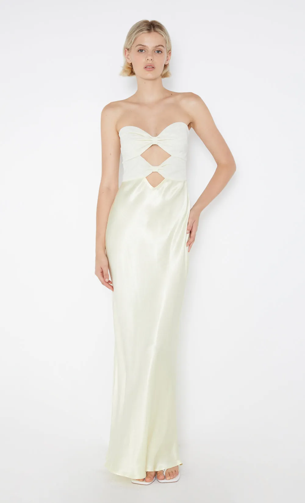 HALLE STRAPLESS DRESS - ICE YELLOW sold by bec + bridge