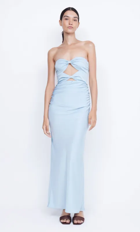 ROCHELLE TWIST STRAPLESS DRESS - DOLPHIN BLUE sold by bec + bridge